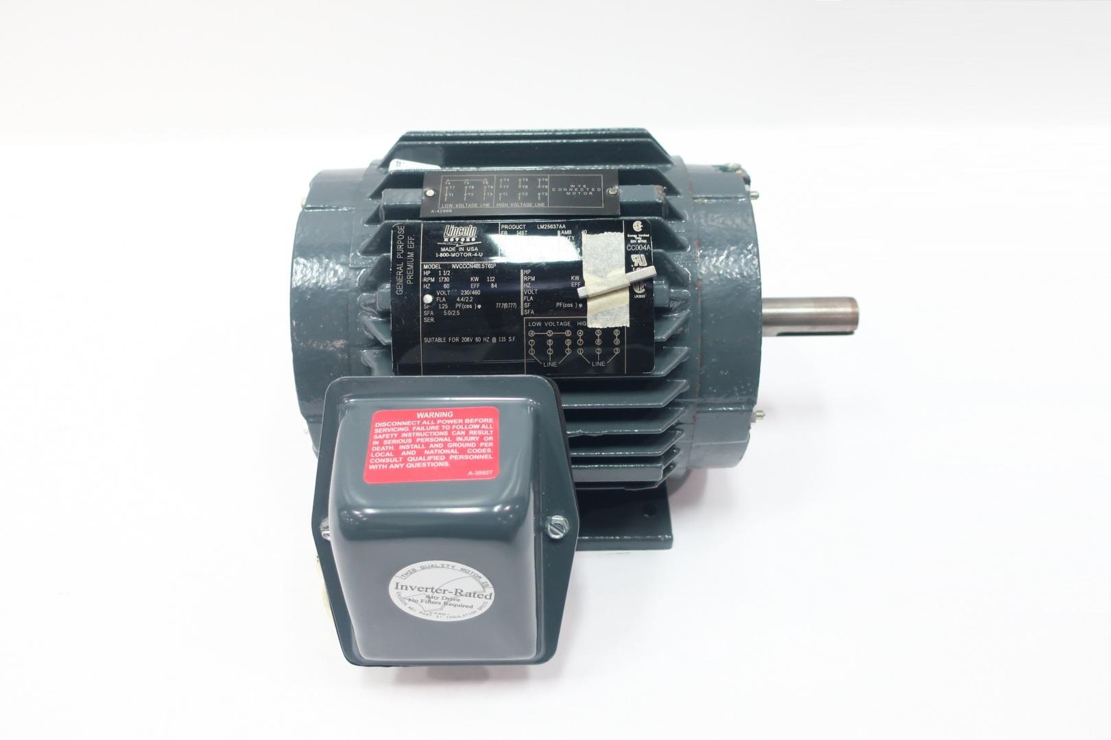 Lincoln 3 HP Electric Motor – 3600 RPM, 230V, 145T Frame – TEAO Industrial