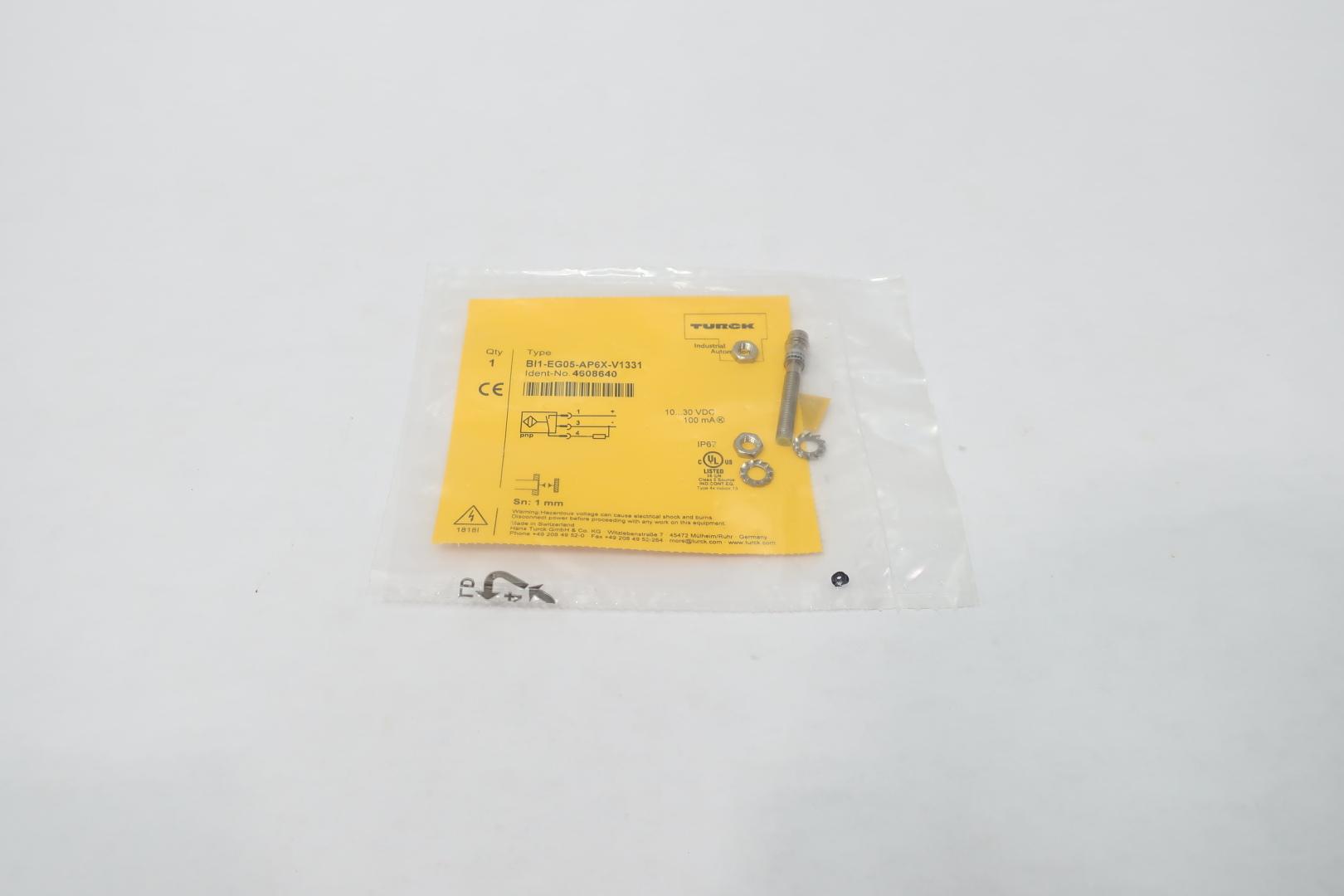 TURCK BI1-EG05-AP6X Inductive Proximity Sensor - 10-30 VDC, 100 MA, PNP NO