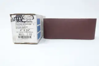 BOX OF 10 NORTON 78072727944 ALUMINUM OXIDE SANDING BELTS 4IN X 24IN 80