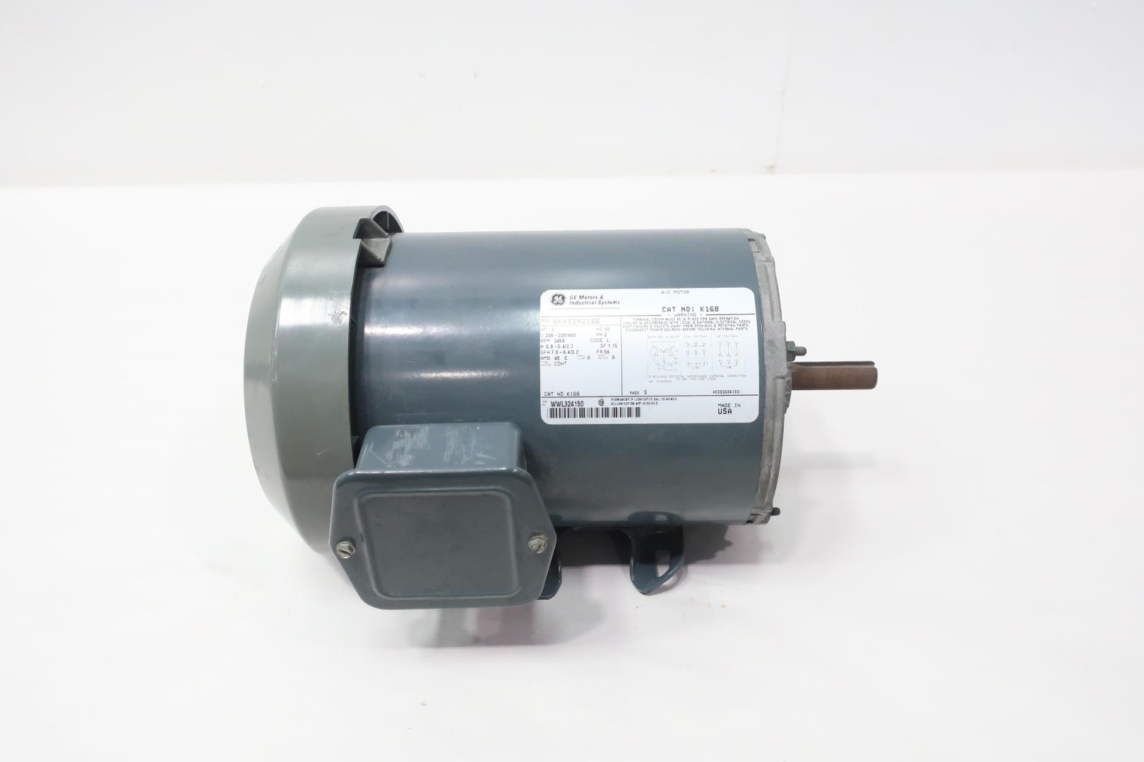 GENERAL ELECTRIC GE 5K49SN2186 K168 AC MOTOR 56 2HP 3450RPM 5/8IN 460V-AC  3PH