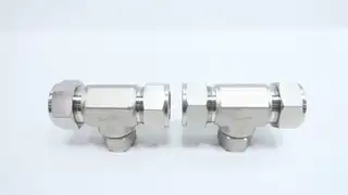 SET OF 2 SWAGELOK SS-1610-3-16-12 REDUCING TEE 1IN TUBE X 1IN TUBE X 3/4IN TUBE