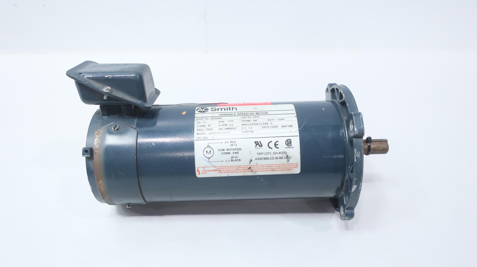 RELIANCE ELECTRIC TR DC MOTOR HE0056HC 1/2HP 1725RPM 125V-DC