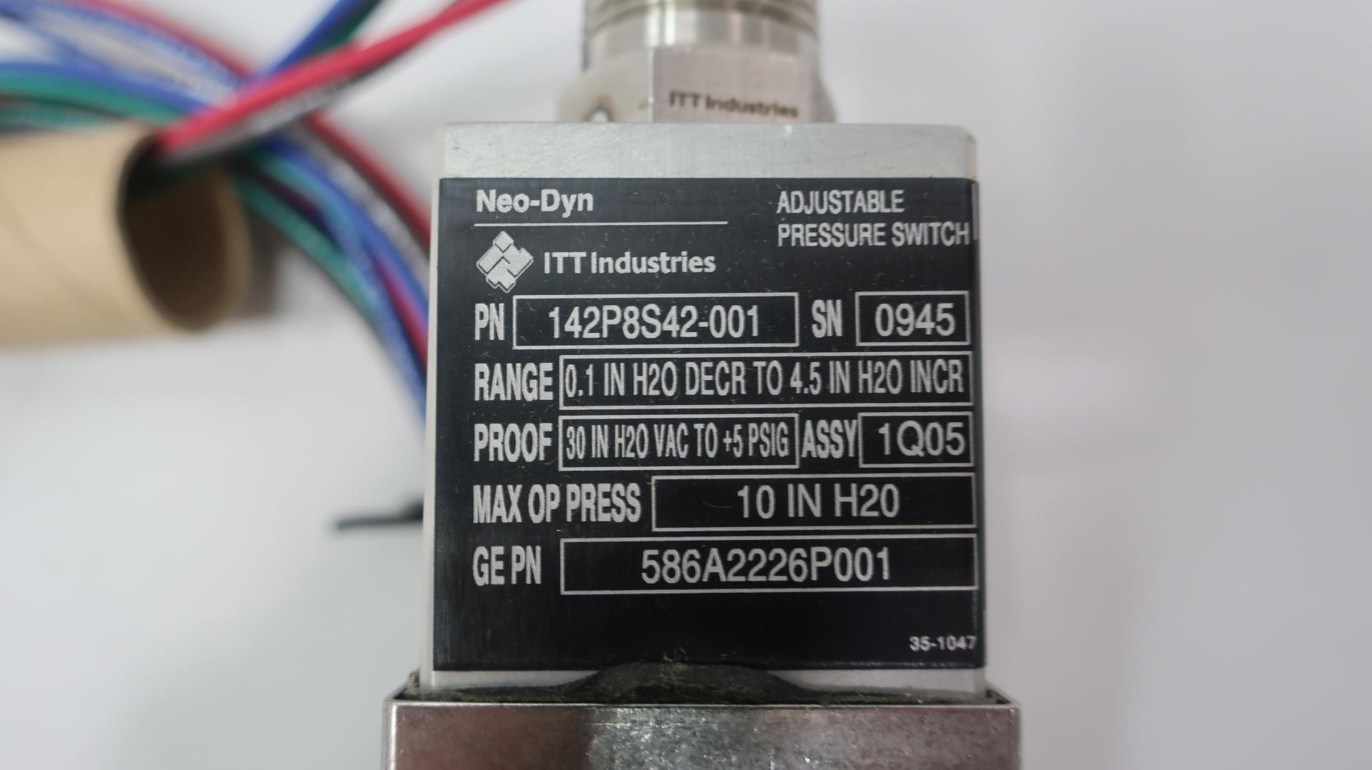 ITT 142P8S42-001 NEO-DYN ADJUSTABLE PRESSURE SWITCH 0.1-4.5IN-H2O