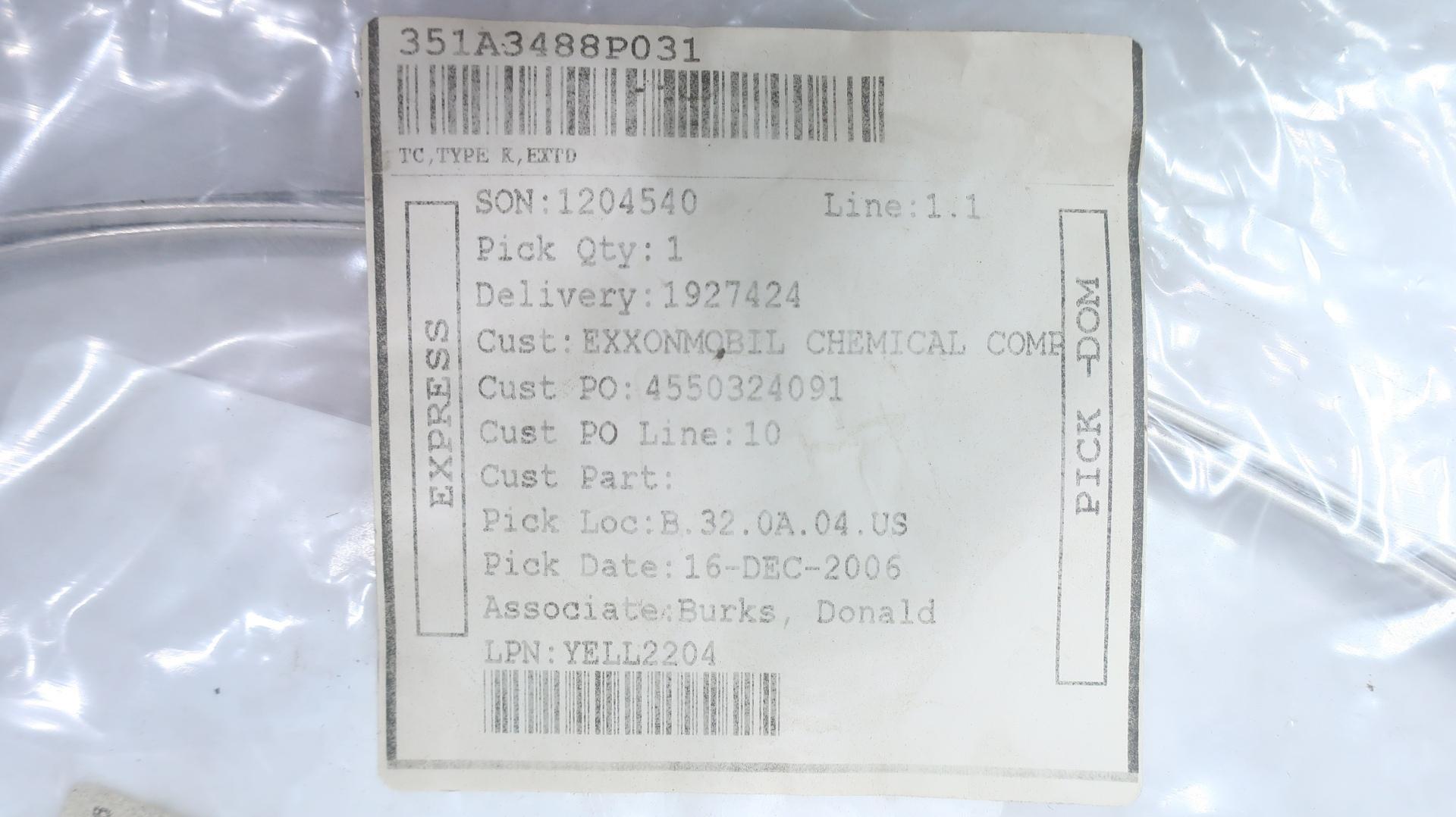 Thermocoax 351A3488P031 Thermocouple